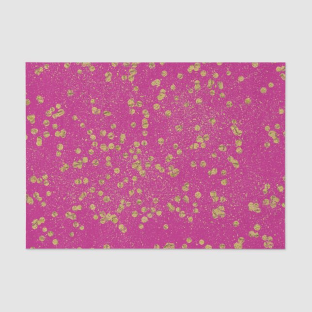 Papier Mousseline Points Confetti Glitzy Rose Or Étincelle (Recto)