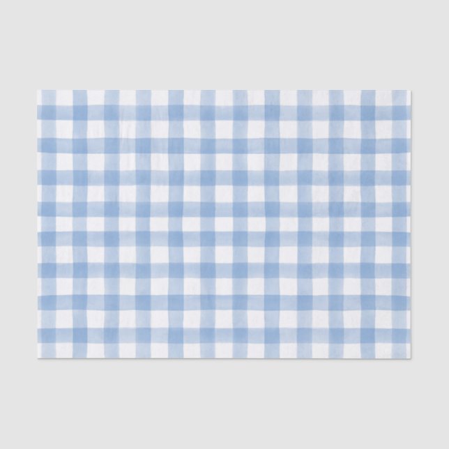 Papier Mousseline Points d'aquarelle bleu En vichy (Recto)