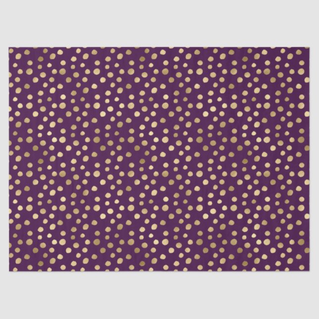 Papier Mousseline Points d'or violet chic (Recto)