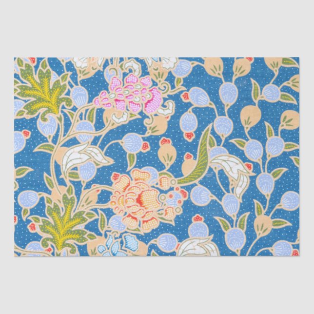 Papier Mousseline  Points Motifs de style Batik Fleurs Arrière - pla (Recto)