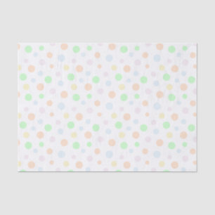 Papier Mousseline Points Pastel Bleu, Vert, Orange, Jaune et Rose