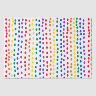 Papier Mousseline Points Rainbow Candy en blanc