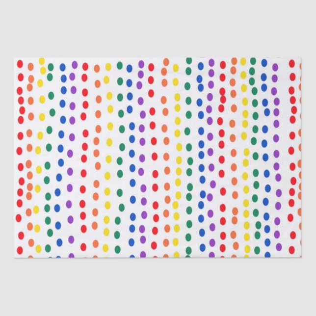 Papier Mousseline Points Rainbow Candy en blanc (Recto)