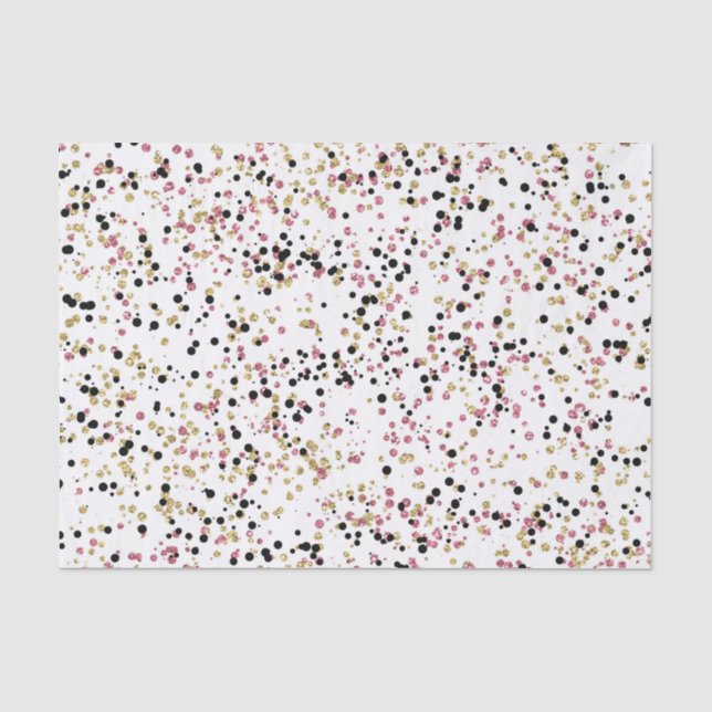 Papier Mousseline Points scintillants de confettis de noir de rose (Recto)
