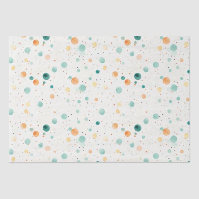 Papier Mousseline POINTS Tangerins Turquoise (Recto)