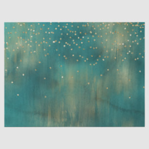 Papier Mousseline Points turquoises d'étincelle en or vert