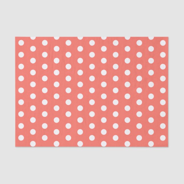 Papier Mousseline Pois blancs de corail (Recto)