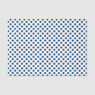 Papier Mousseline Pois bleu classique sur le blanc