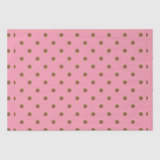 Papier Mousseline Pois Brown sur rose (Recto)