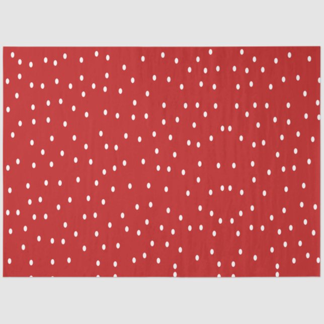 Papier Mousseline Pois classique rouge et blanc (Recto)