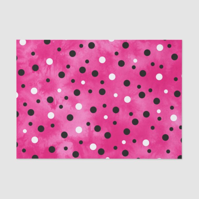 Papier Mousseline Pois d'aquarelle rose chaud et blanc (Recto)