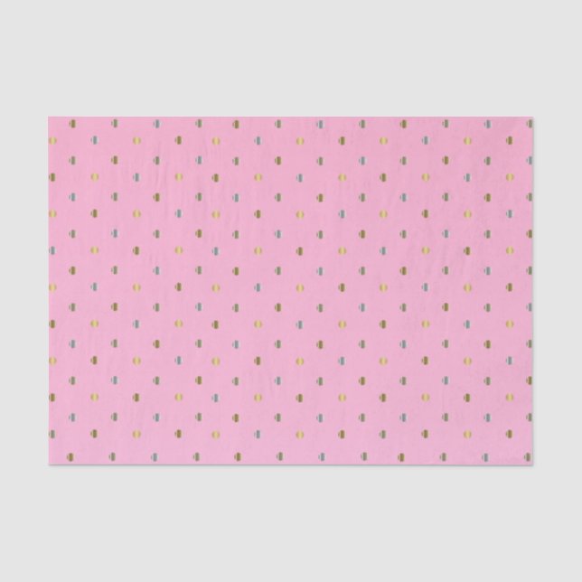 Papier Mousseline Pois d'or et d'argent sur un Arrière - plan rose (Recto)