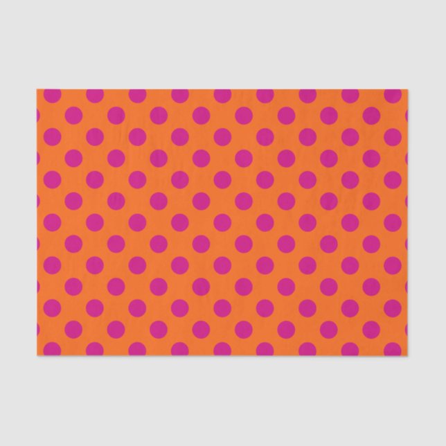 Papier Mousseline Pois Fuchsia orange (Recto)