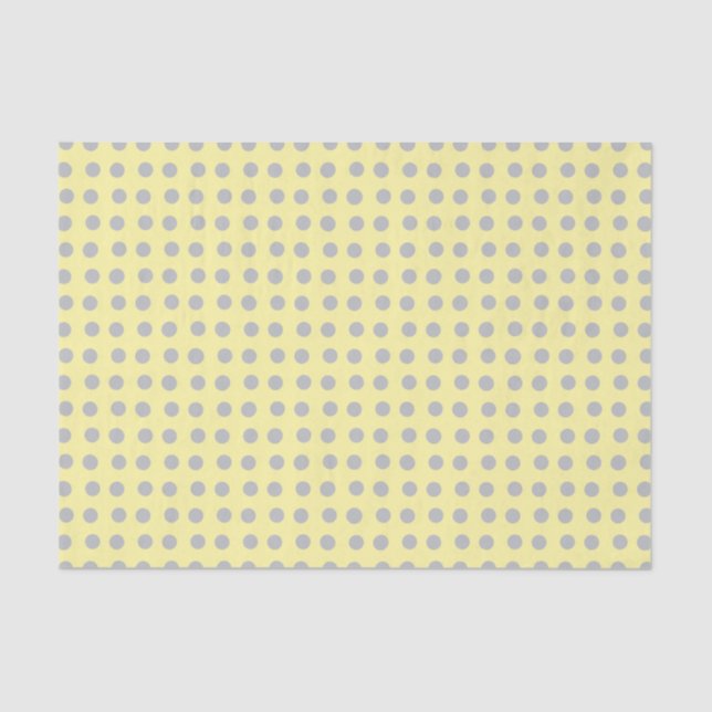 Papier Mousseline Pois jaune pâle et gris (Recto)