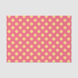 Papier Mousseline Pois jaunes sur corail