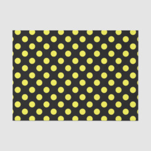 Papier Mousseline pois jaunes sur fond noir