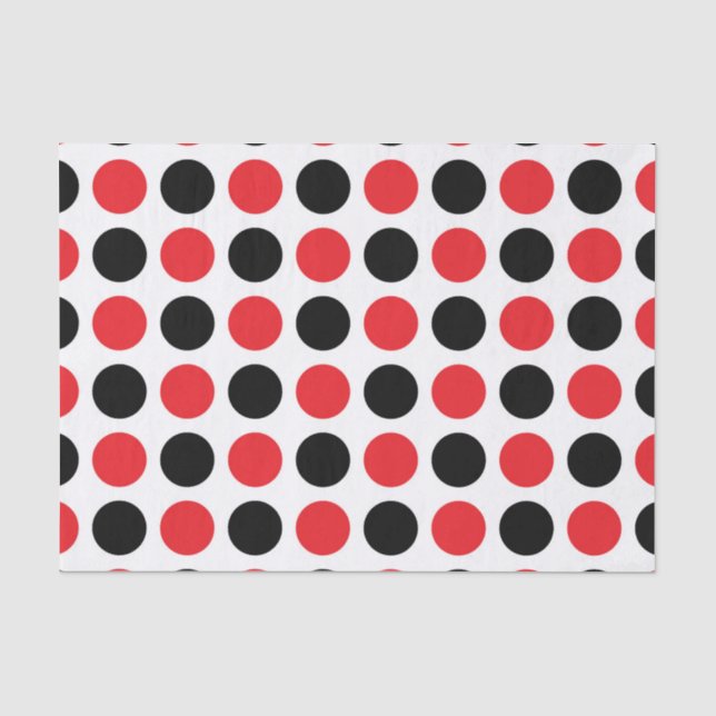 Papier Mousseline Pois noirs et rouges (Recto)