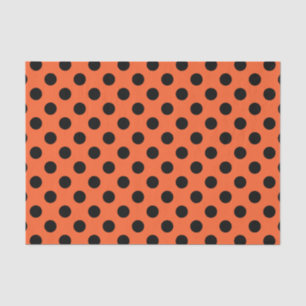 Papier Mousseline Pois noirs sur orange