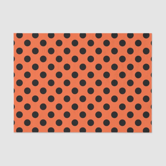 Papier Mousseline Pois noirs sur orange (Recto)