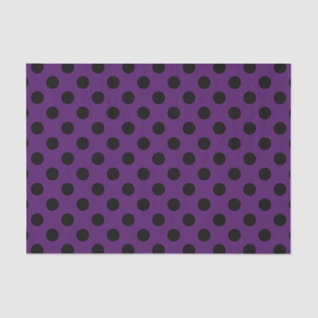 Papier Mousseline Pois noirs sur prune violette (Recto)