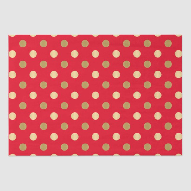 Papier Mousseline Pois Red & Gold sans couture (Recto)