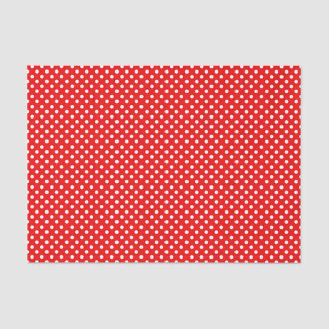 Papier Mousseline Pois rétro rouge et blanc (Recto)