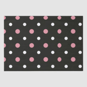 Papier Mousseline Pois rose blanc et noir