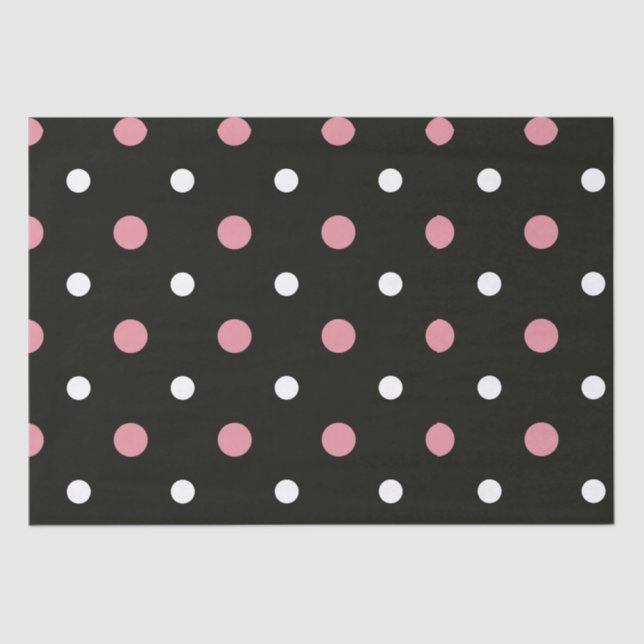 Papier Mousseline Pois rose blanc et noir (Recto)