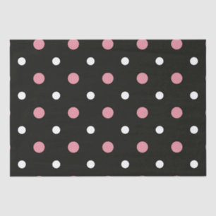 Papier Mousseline Pois rose blanc et noir