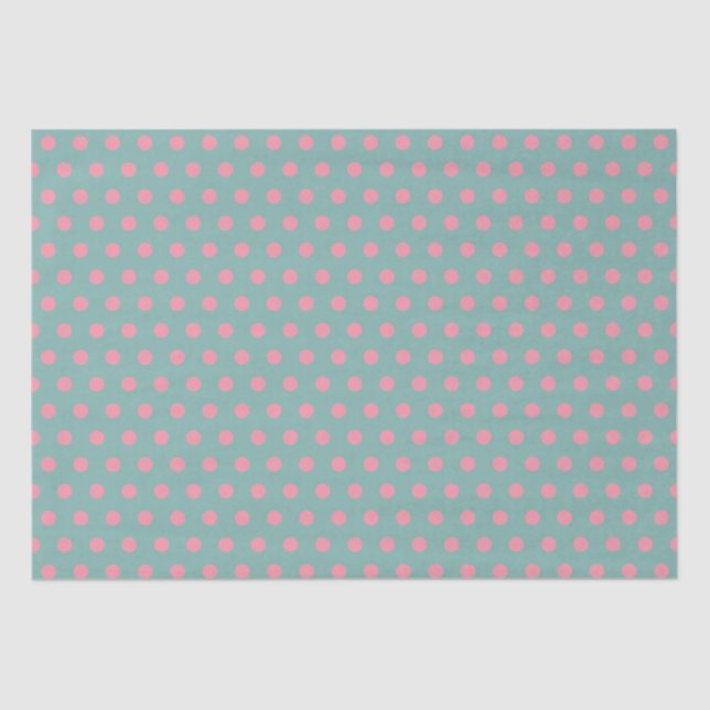 Papier Mousseline Pois rose Turquoise Pastel Bleu (Recto)