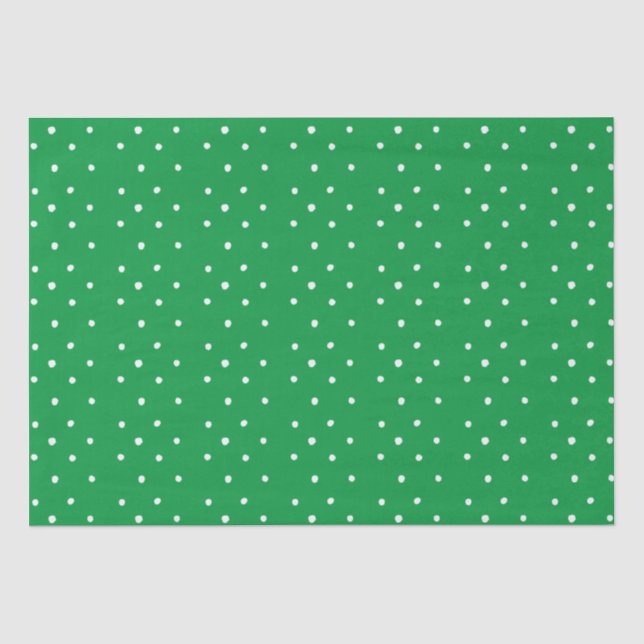 Papier Mousseline Pois Vert Et Blanc (Recto)