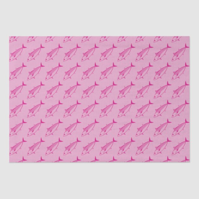 Papier Mousseline Poisson Bonito mignon en rose chaud sur rose paste (Recto)