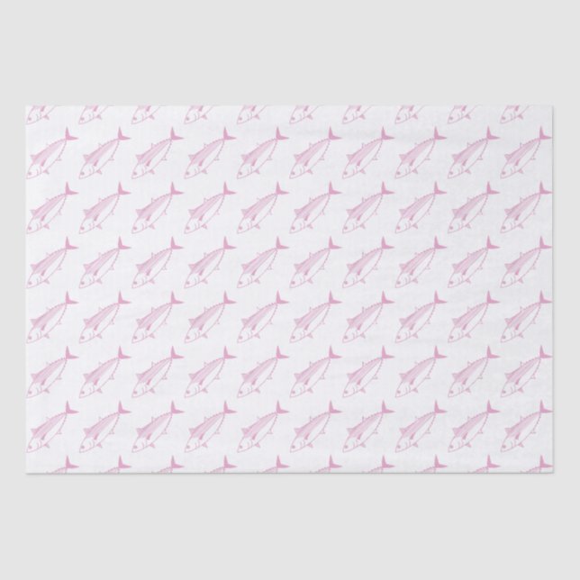 Papier Mousseline Poisson Bonito mignon en rose et blanc pastel (Recto)