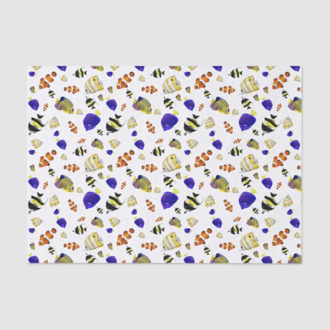 Papier Mousseline Poisson coloré (Recto)