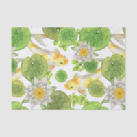 Poisson Koi jaune et Lys d'eau blanche Étang