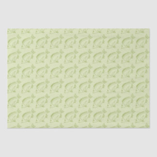 Papier Mousseline Poisson noir en Citrus vert sur Pastel Green