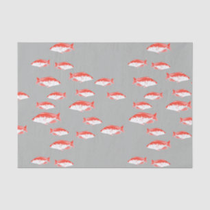Papier Mousseline Poisson rouge et gris