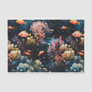 Papier Mousseline Poisson tropical et corail Art no 1
