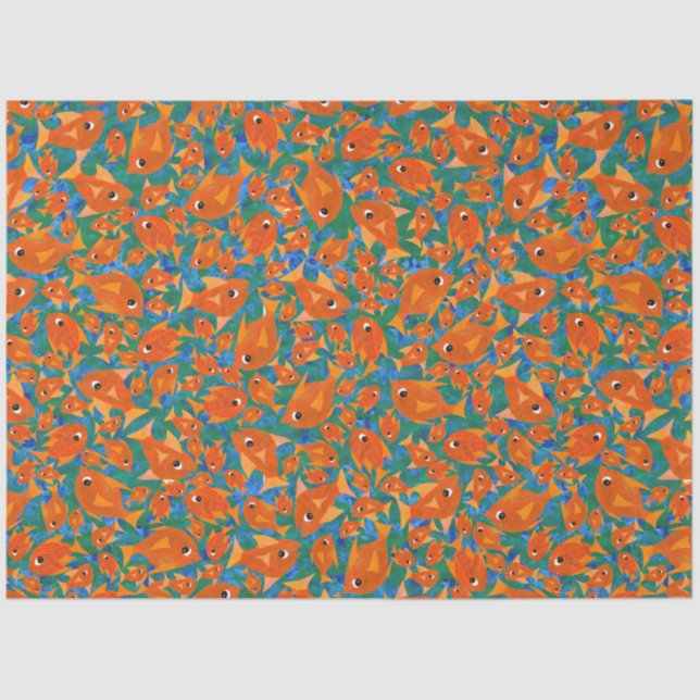 Papier Mousseline Poissons d'oranges savoureuses sur papier de tissu (Recto)