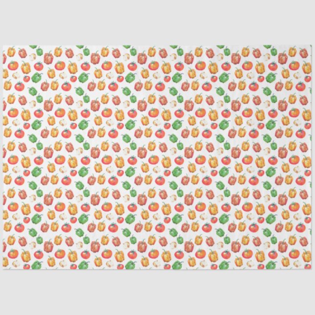 Papier Mousseline Poivrons de tomate Oignon Foodie à la main (Recto)