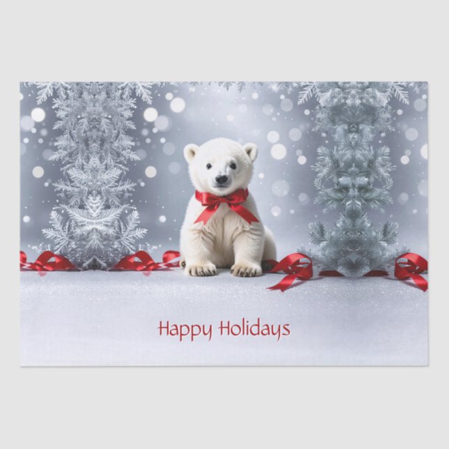 Papier Mousseline Polar Bear Christmas Holiday Tissue Paper (Recto)