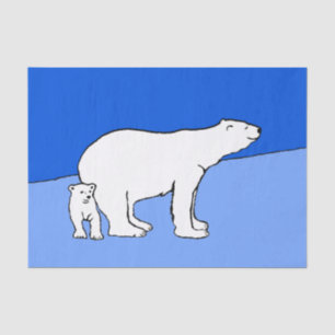 Papier Mousseline Polar Bear Mom and Cub Peinture - Wildlife Art