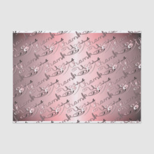 Papier Mousseline Police du Rose argenté écrit à la main "Merci"