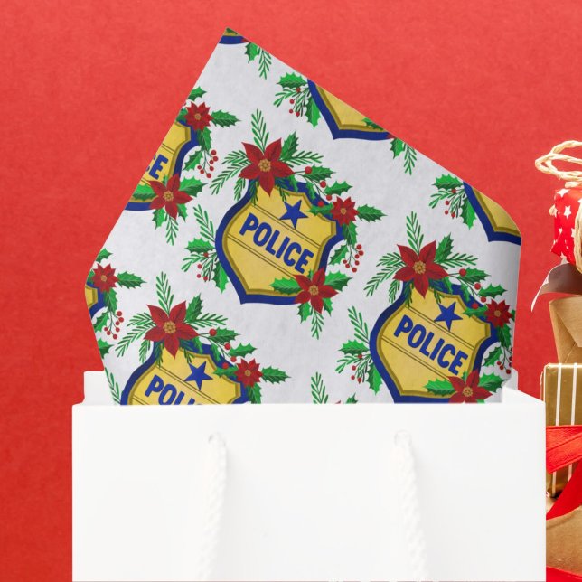 Papier Mousseline Police Merry Christmas Shield with Poinsettia  (Créateur téléchargé)