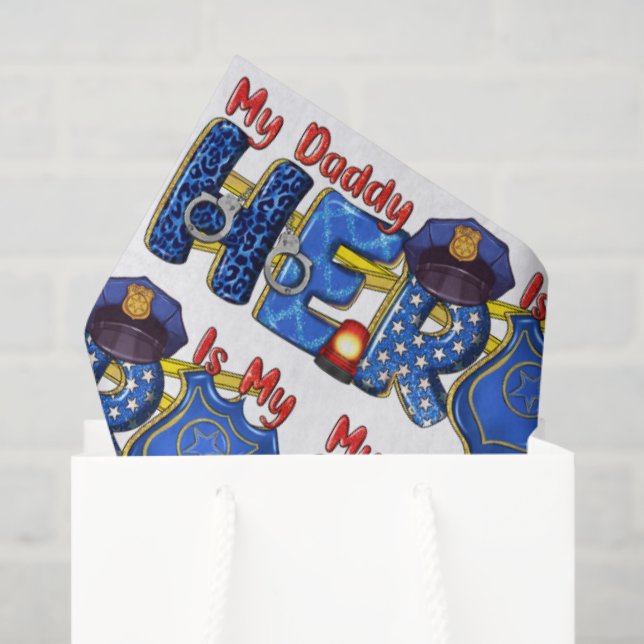 Papier Mousseline Policeman Daddy Hero (Sac cadeau)