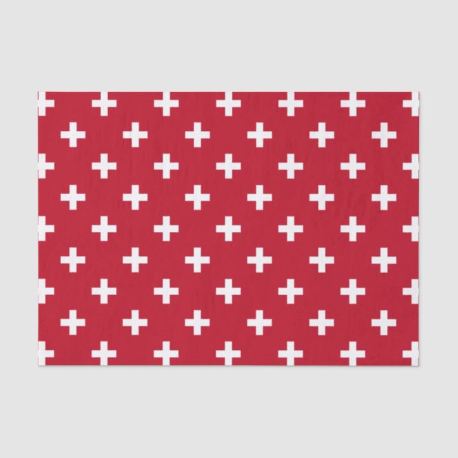 Papier Mousseline Polka blanche croise sur rouge (Recto)