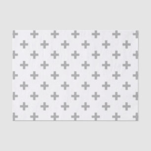 Papier Mousseline Polka gris croise sur blanc