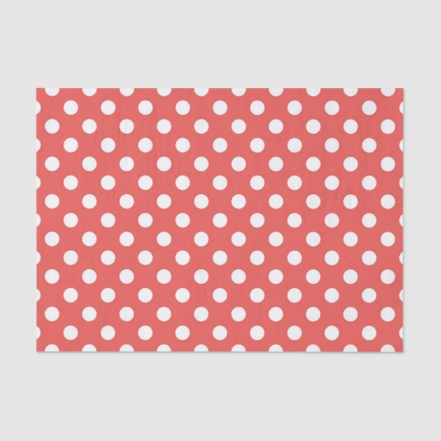 Papier Mousseline Polka rouge et blanc Point fête d'anniversaire (Recto)