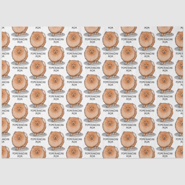 Papier Mousseline Pomeranian Maman Pom Maman (rouge orange) Mignonne (Recto)