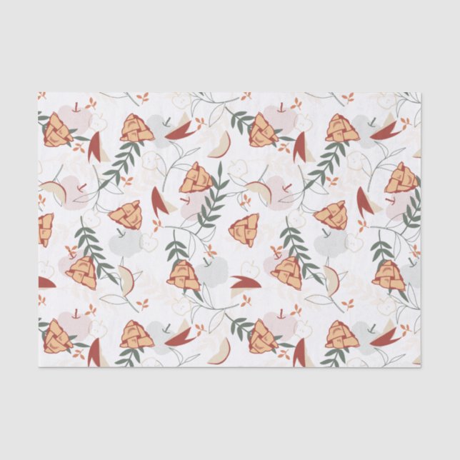 Papier Mousseline Pomme tarte à la florale motif blanc (Recto)